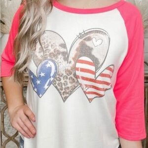 Valentine Be Kind Hearts Lightweight Shirt 3/4 Sleeve Top Women's size Small NWT